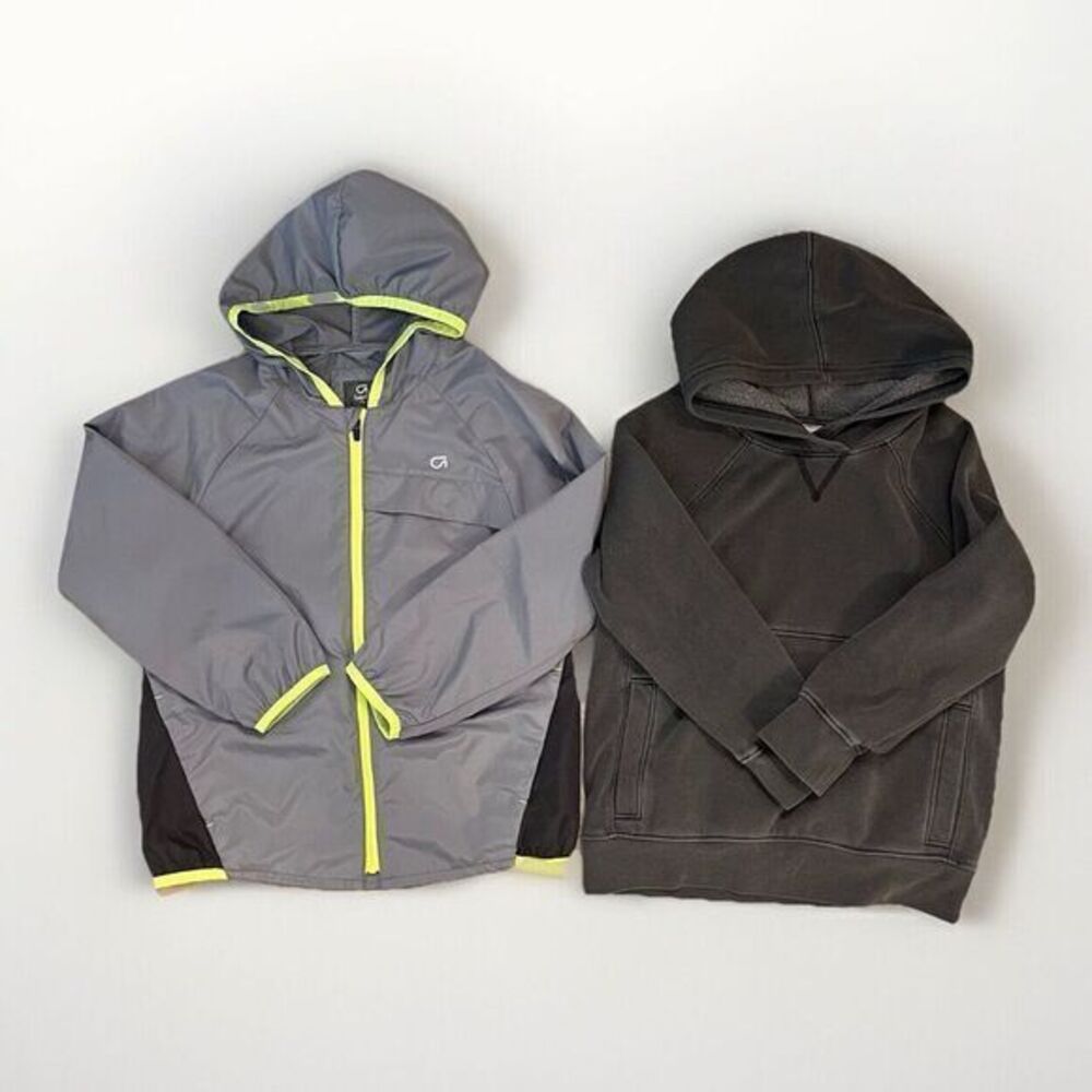 Fall outerwear lot 2 Pc neutral gray jacket hoodie solid long sleeve Boys XS 4-5